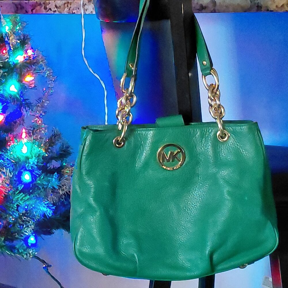 Michael Kors Green Leather Shoulder Bag